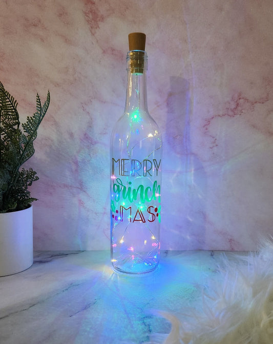 Merry Grinchmas Lighted Bottle